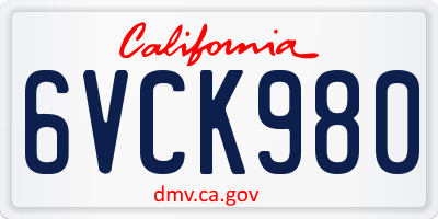 CA license plate 6VCK980
