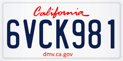 CA license plate 6VCK981