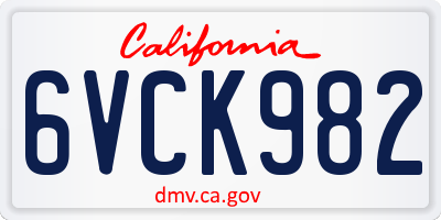 CA license plate 6VCK982