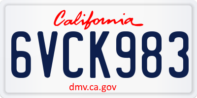CA license plate 6VCK983