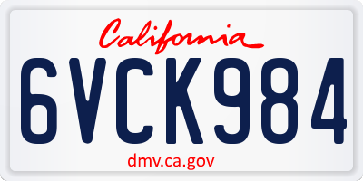 CA license plate 6VCK984