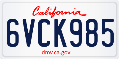CA license plate 6VCK985