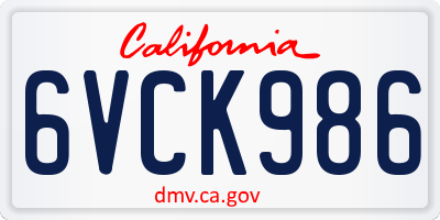 CA license plate 6VCK986