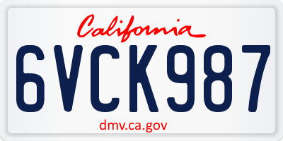 CA license plate 6VCK987