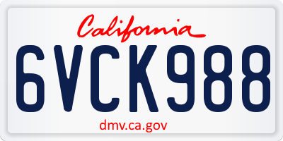 CA license plate 6VCK988