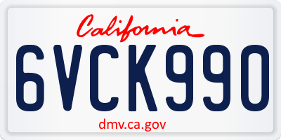 CA license plate 6VCK990
