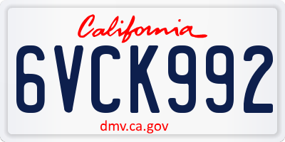 CA license plate 6VCK992