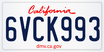 CA license plate 6VCK993
