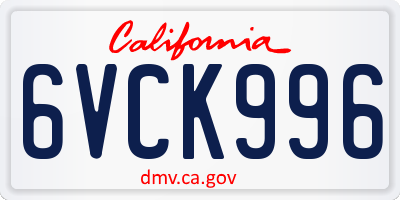 CA license plate 6VCK996