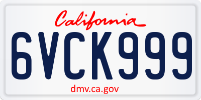 CA license plate 6VCK999