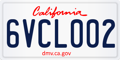 CA license plate 6VCL002