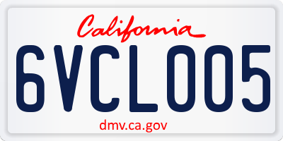 CA license plate 6VCL005
