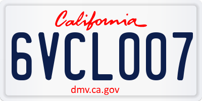 CA license plate 6VCL007