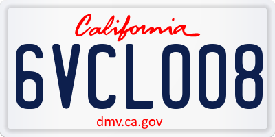 CA license plate 6VCL008