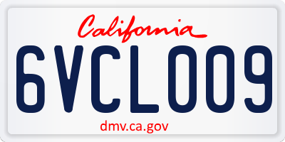 CA license plate 6VCL009