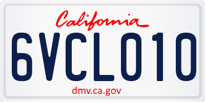 CA license plate 6VCL010