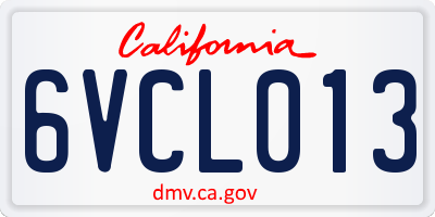 CA license plate 6VCL013