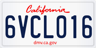 CA license plate 6VCL016
