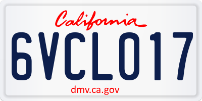 CA license plate 6VCL017