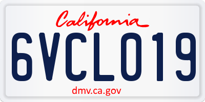 CA license plate 6VCL019