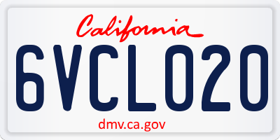 CA license plate 6VCL020
