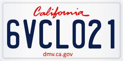 CA license plate 6VCL021