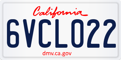 CA license plate 6VCL022