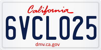 CA license plate 6VCL025