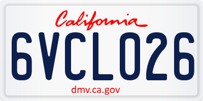CA license plate 6VCL026