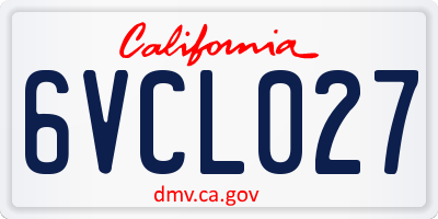CA license plate 6VCL027