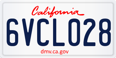 CA license plate 6VCL028