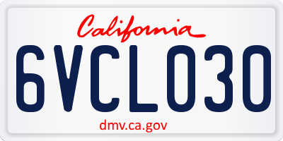 CA license plate 6VCL030