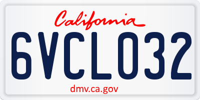 CA license plate 6VCL032