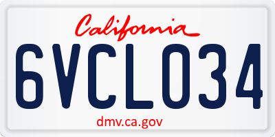 CA license plate 6VCL034