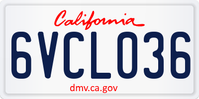 CA license plate 6VCL036