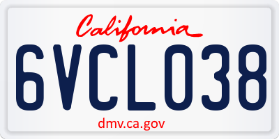 CA license plate 6VCL038