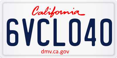 CA license plate 6VCL040