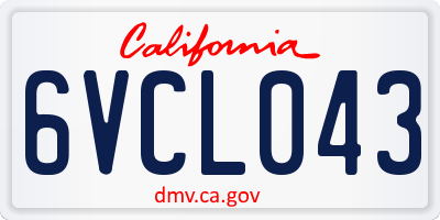 CA license plate 6VCL043