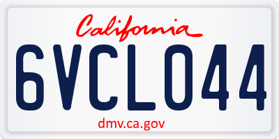 CA license plate 6VCL044