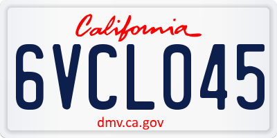 CA license plate 6VCL045