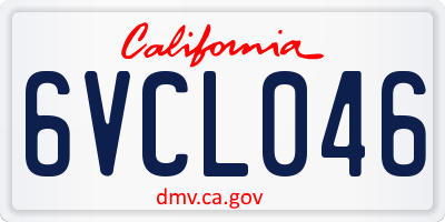 CA license plate 6VCL046