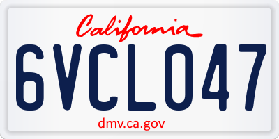CA license plate 6VCL047