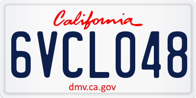 CA license plate 6VCL048