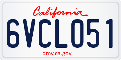 CA license plate 6VCL051