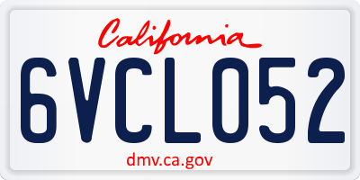 CA license plate 6VCL052