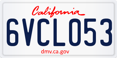 CA license plate 6VCL053