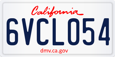 CA license plate 6VCL054
