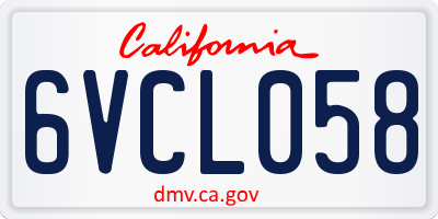 CA license plate 6VCL058