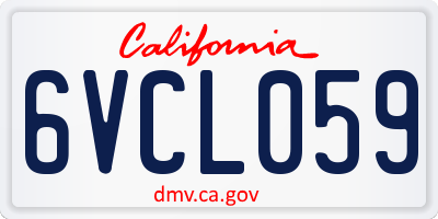 CA license plate 6VCL059