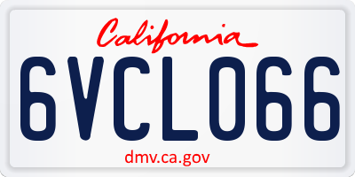 CA license plate 6VCL066
